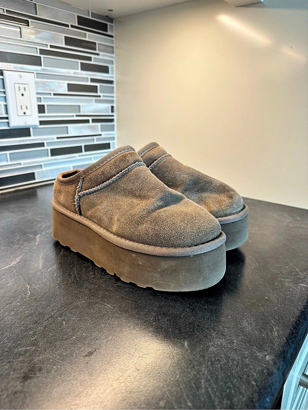 Brown Platform Slip-On Shoes